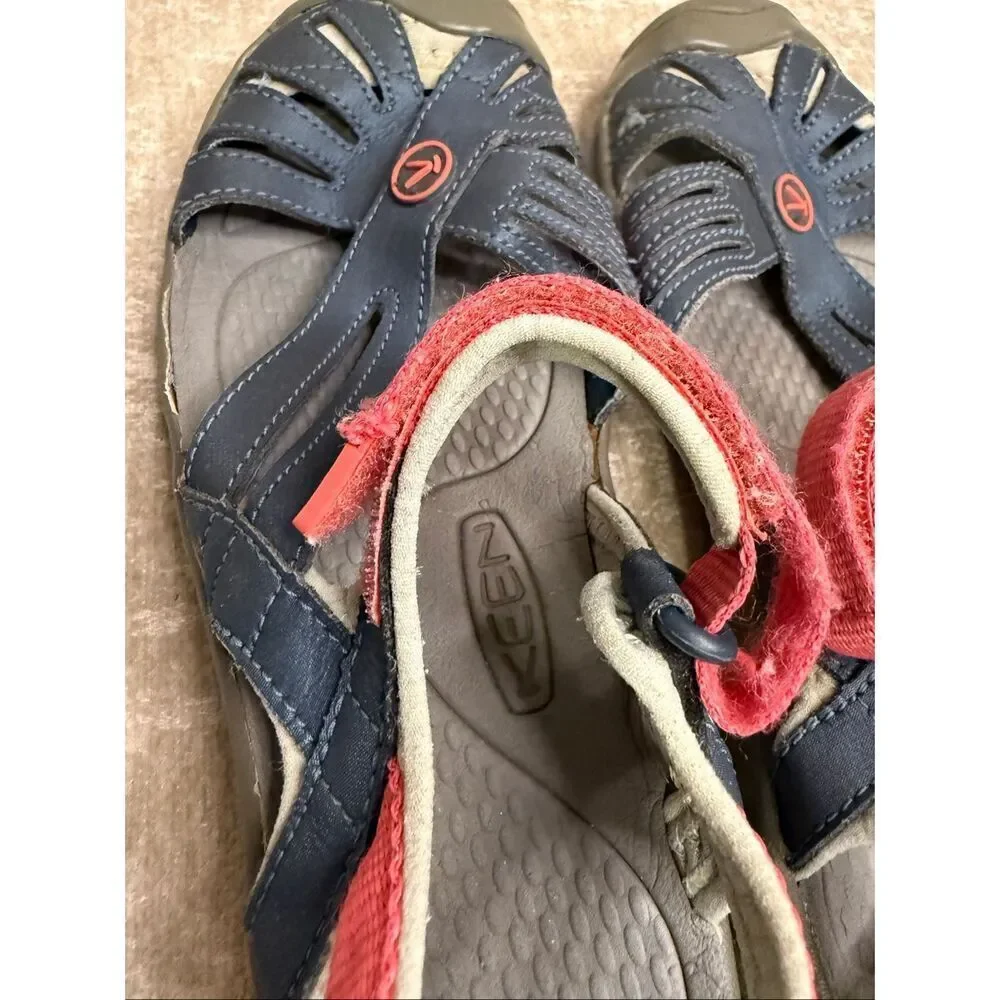 KEEN Kids' Rose Close-Toe Strappy Athletic Water Sandals Navy Blue Pink Size 3
